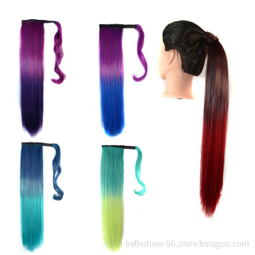Xin Si for clipping in hair extensions synthetic ombre color magic tape band straight poytail